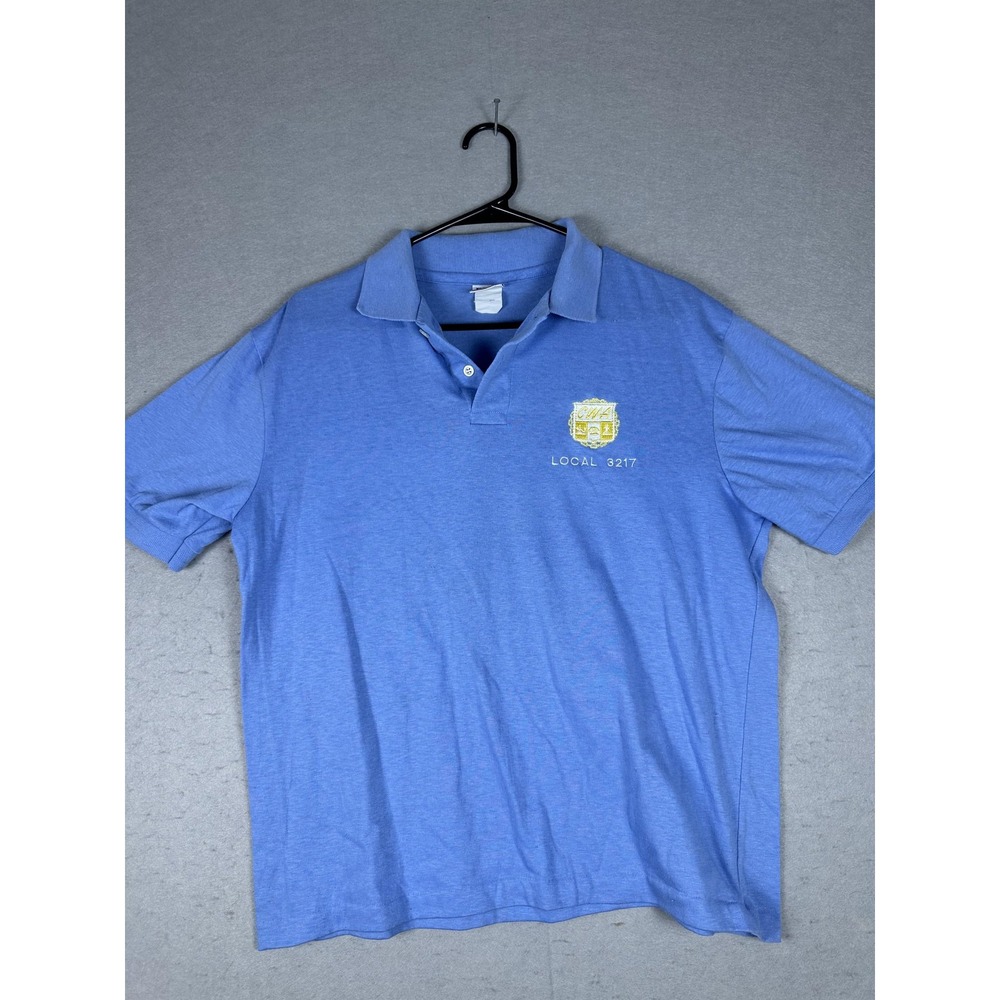 Vintage BIKE Polo Shirt Mens XL‎ CWA Local 3217 Union Embroidered USA 90s